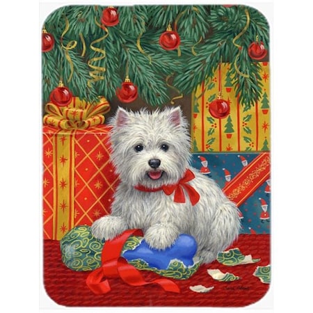 Carolines Treasures ASA2080LCB Westie Christmas Packages Glass Cutting Board; Large